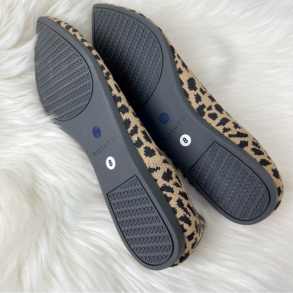 Rothy's Leopard Print Pointed Toe Flats in Tan and Black - Picture 4 of 12